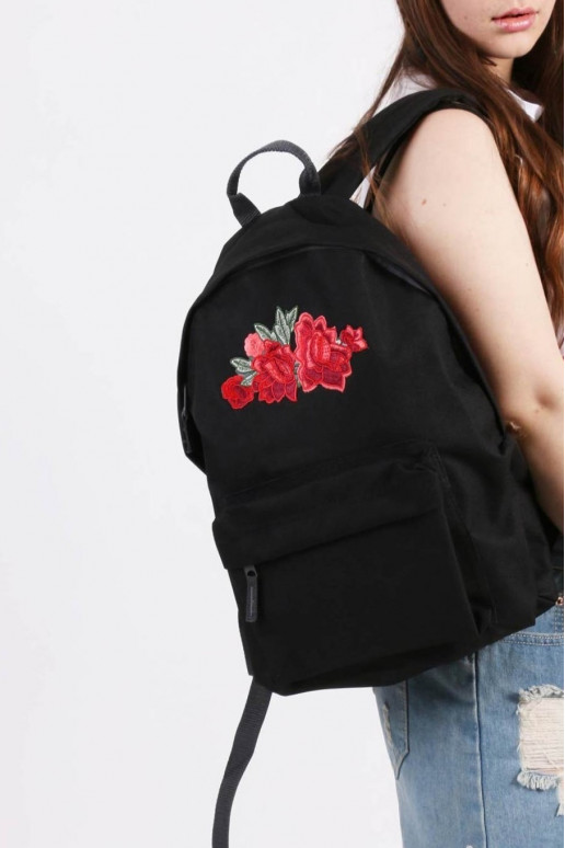 black Backpack Simple Roses Patch  - 7 black Backpack Simple Roses Patch  - 7