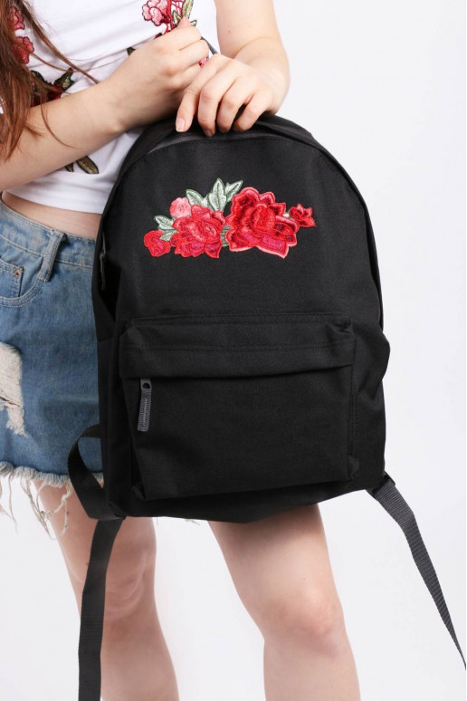 black Backpack Simple Roses Patch  - 8 black Backpack Simple Roses Patch  - 8