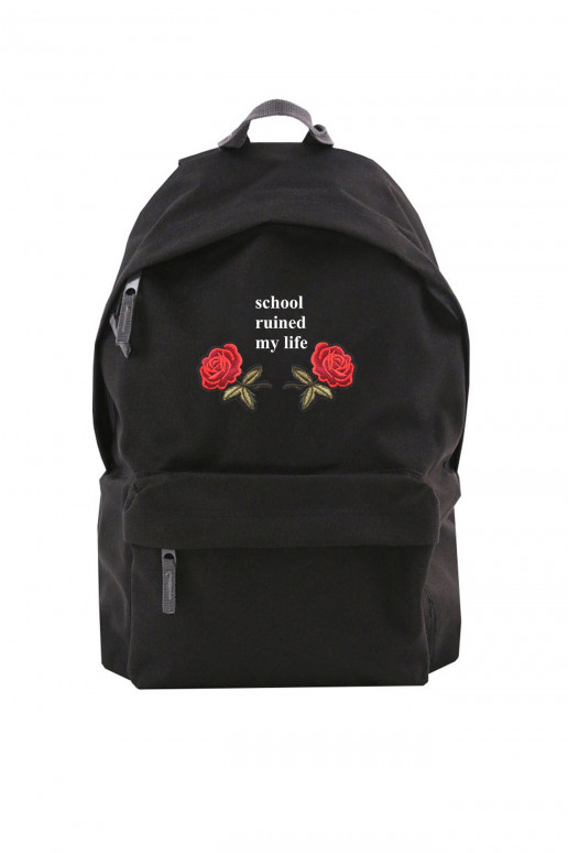 Backpack Simple School Roses Patch  - 1 Backpack Simple School Roses Patch  - 1