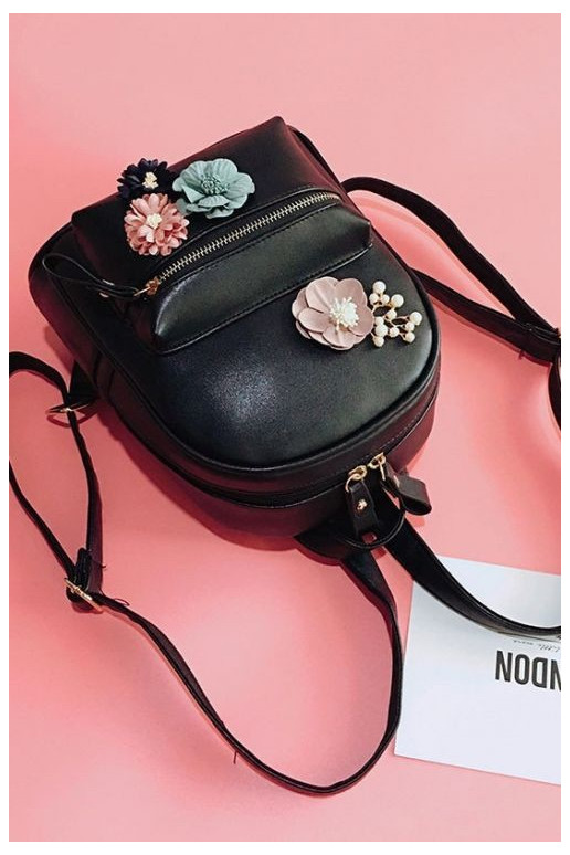 Black backpack "Extra Flowers"  - 1