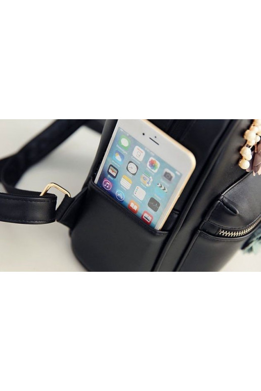 Black mini Backpack "Extra Flowers"  - 4 Black mini Backpack "Extra Flowers"  - 4