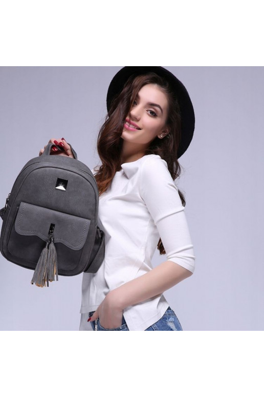 Stilinga pilkos spalvos mini kuprinė su kutais  - 5