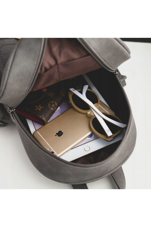 Stilinga pilkos spalvos mini kuprinė su kutais  - 6