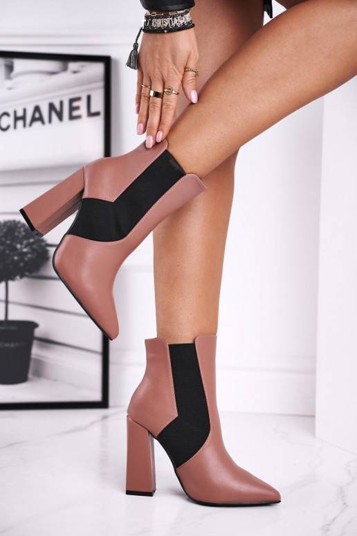 Women's Boots On Heel With Cuffs Pink Good Vibes  - 1 Women's Boots On Heel With Cuffs Pink Good Vibes  - 1