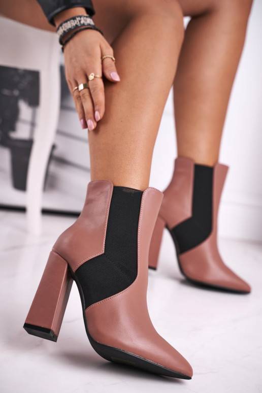 Women's Boots On Heel With Cuffs Pink Good Vibes