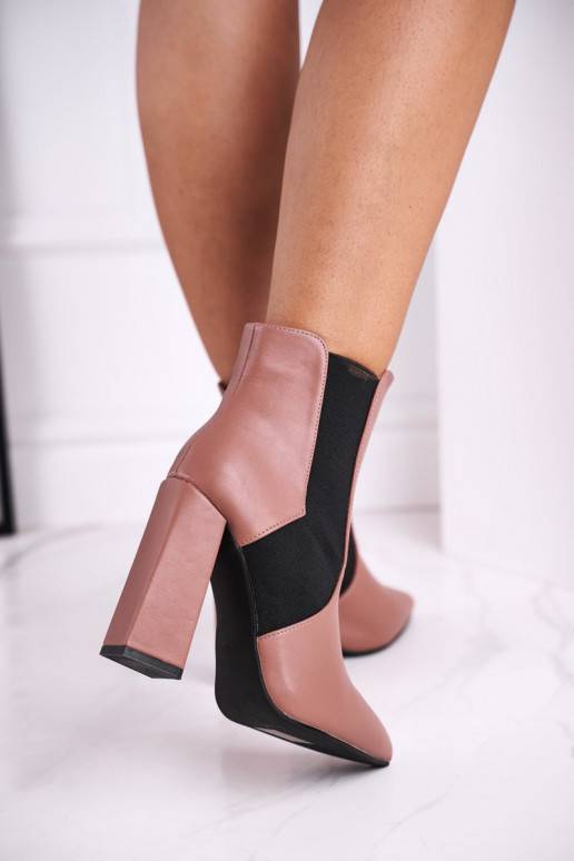 Women's Boots On Heel With Cuffs Pink Good Vibes  - 3 Women's Boots On Heel With Cuffs Pink Good Vibes  - 3