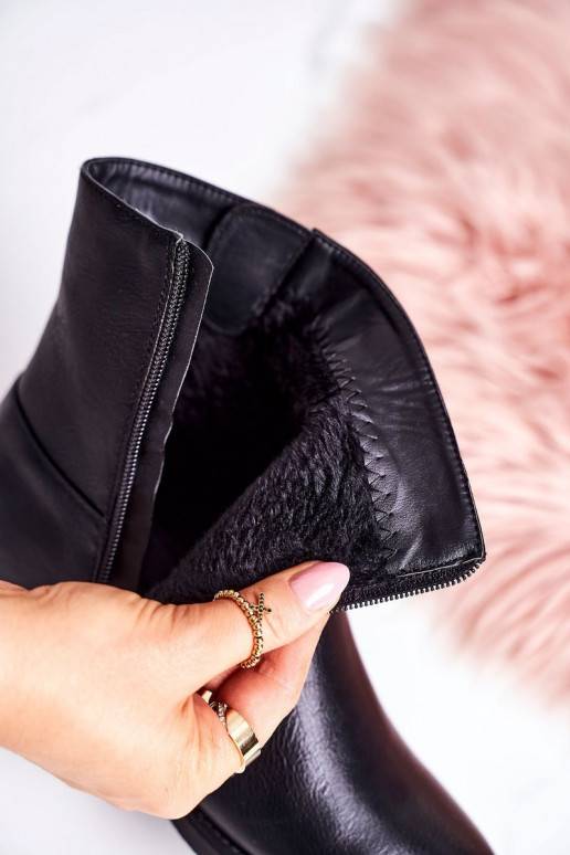 Women's Insulated Boots With Buckle Black Halfway J.STAR But - 4 Women's Insulated Boots With Buckle Black Halfway J.STAR But - 4