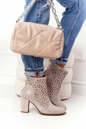 Openwork Leather Boots On A Post Exquisite 1219 Cappuccino Exquisite - 1