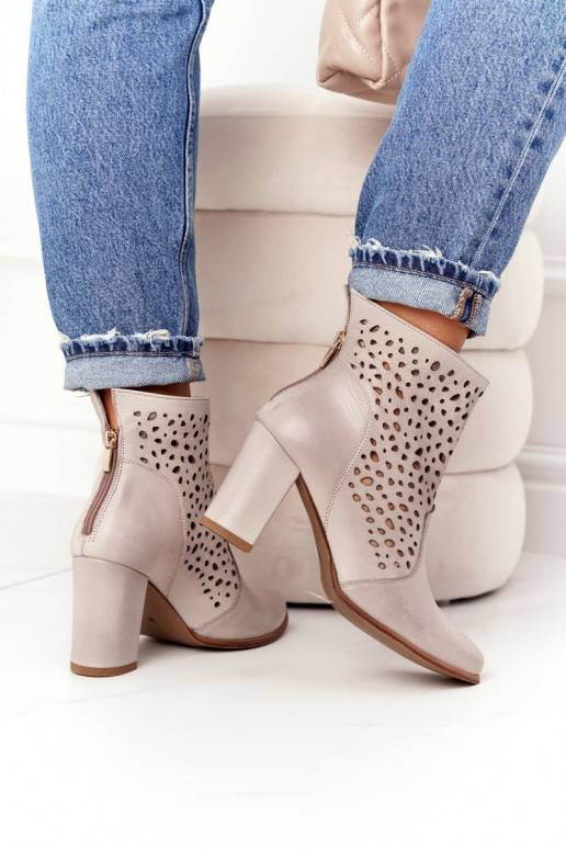 Openwork Leather Boots On A Post Exquisite 1219 Cappuccino Exquisite - 3 Openwork Leather Boots On A Post Exquisite 1219 Cappuccino Exquisite - 3