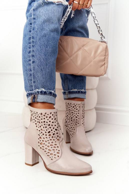 Openwork Leather Boots On A Post Exquisite 1219 Cappuccino Exquisite - 4 Openwork Leather Boots On A Post Exquisite 1219 Cappuccino Exquisite - 4