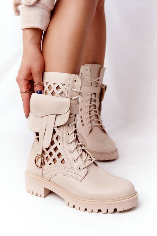 Openwork Boots With A Purse Beige Rock Star PS1 - 3 Openwork Boots With A Purse Beige Rock Star PS1 - 3
