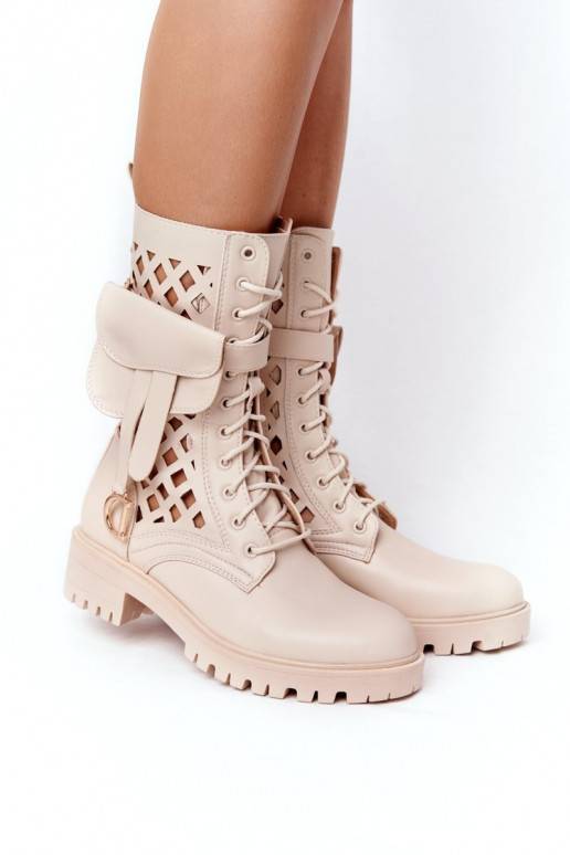 Openwork Boots With A Purse Beige Rock Star PS1 - 6 Openwork Boots With A Purse Beige Rock Star PS1 - 6