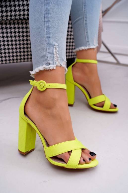 Women's sandals on high heel Fluo Yellow Telmen