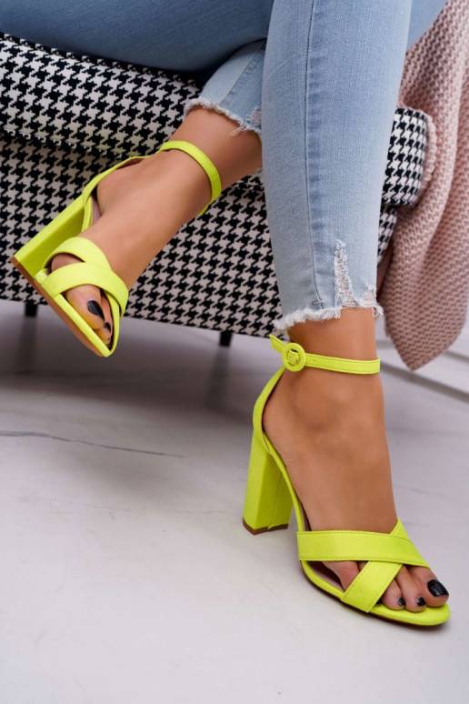 Women's sandals on high heel Fluo Yellow Telmen