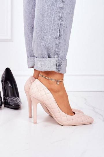 Elegant Quilted Heels Beige...