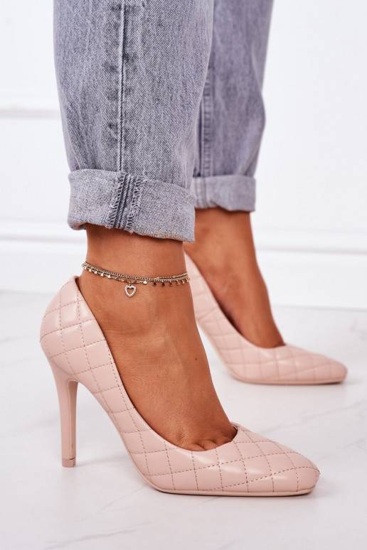 Elegant Quilted Heels Beige from Rosanna