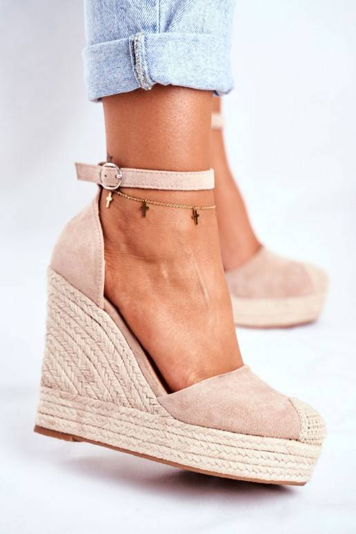 Braided Wedge Sandals Beige Avocado