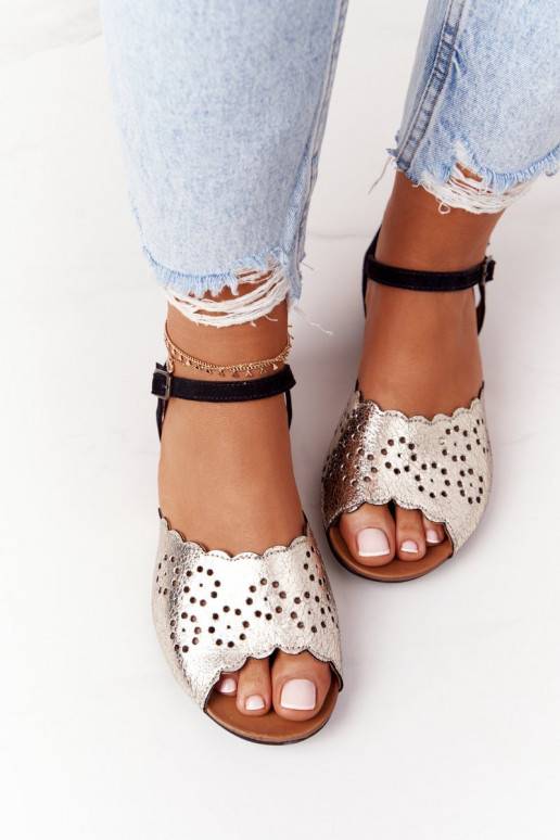 Leather Sandals Maciejka 05199-25 Black-Gold
