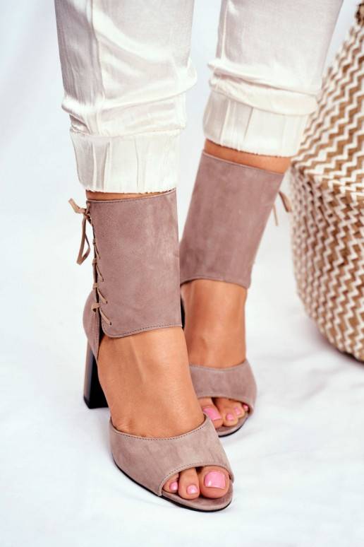 Women s Sandals On High Heel Maciejka Leather Beige 04122-04