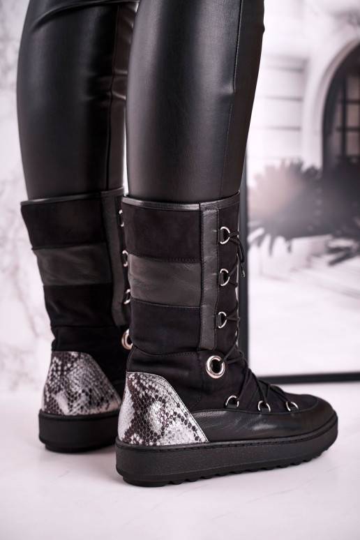 Snow Boots With Fur Suede Black Laura... Snow Boots With Fur Suede Black Laura...