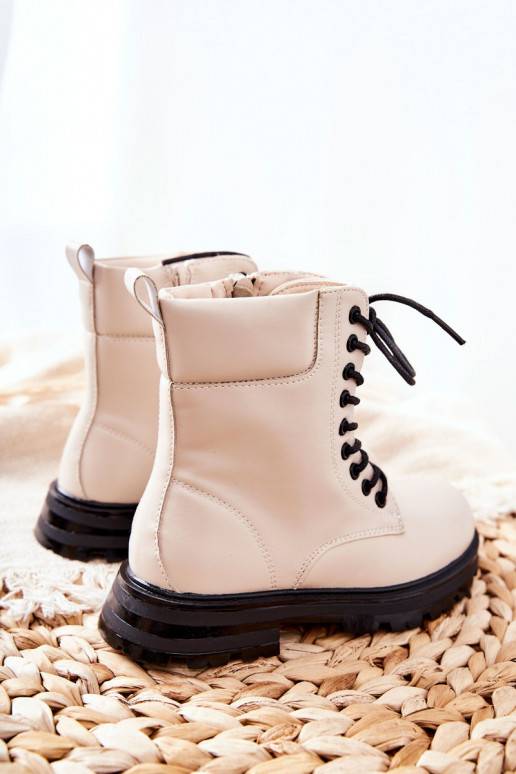 Classic Children's Zipper Boots Beige Clarika