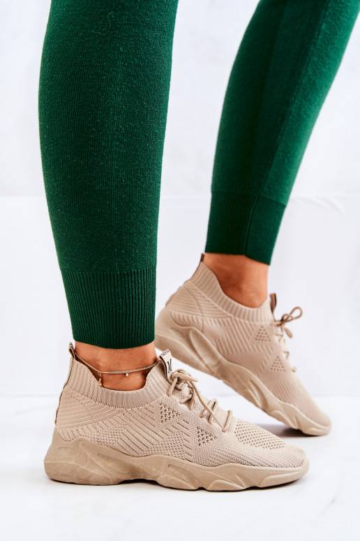 Sport Shoes Sneakers Fabric Dark Beige Nolene