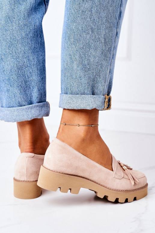 Zomšiniai mokasinai kapučino spalvos Zomšiniai mokasinai kapučino spalvos