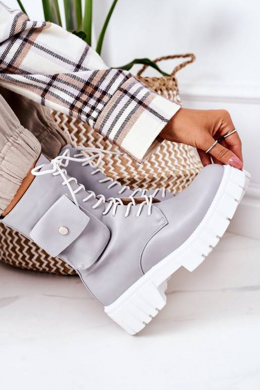 Insulated Boots With A Pocket Light Grey Awesome