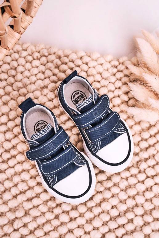 Children's Velcro Sneakers BIG STAR HH374097 Navy Blue