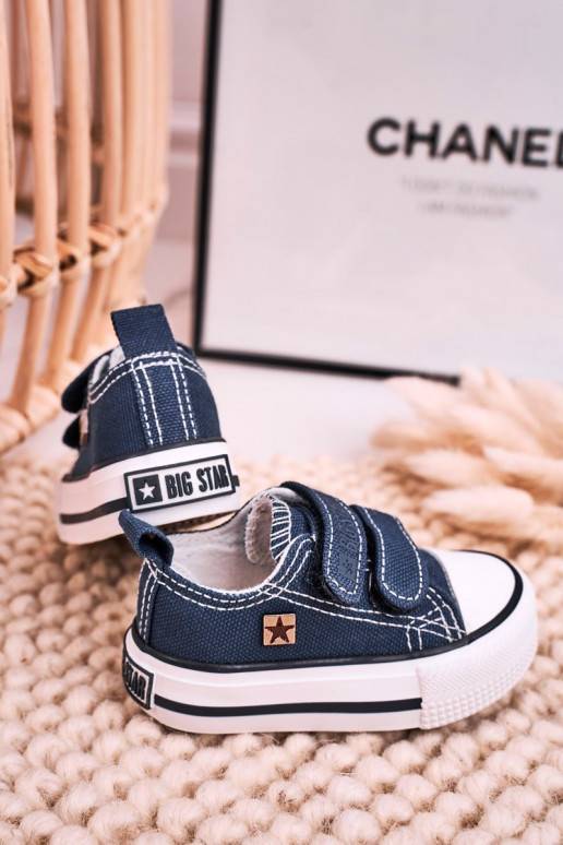 Children's Velcro Sneakers BIG STAR HH374097 Navy Blue