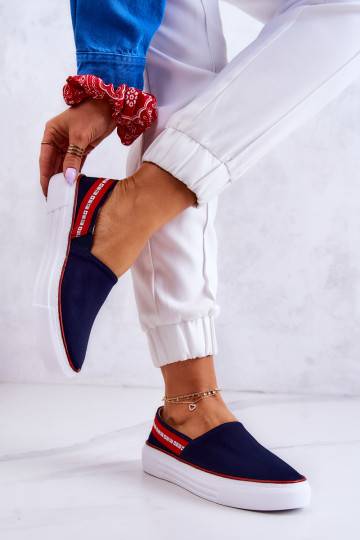 copy of Women's Sneakers Slip On Big Star JJ276009 Navy Blue-Red