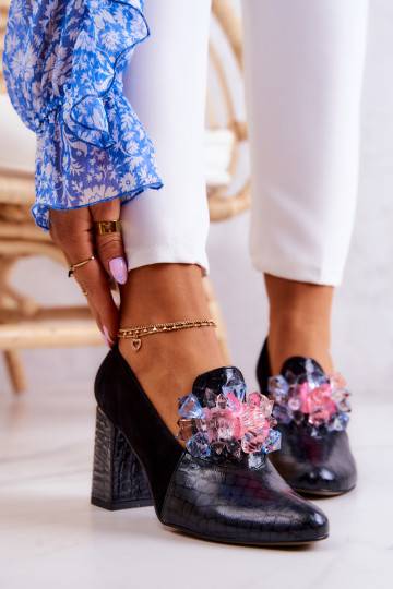 Suede snake skin pattern shoes Sofie