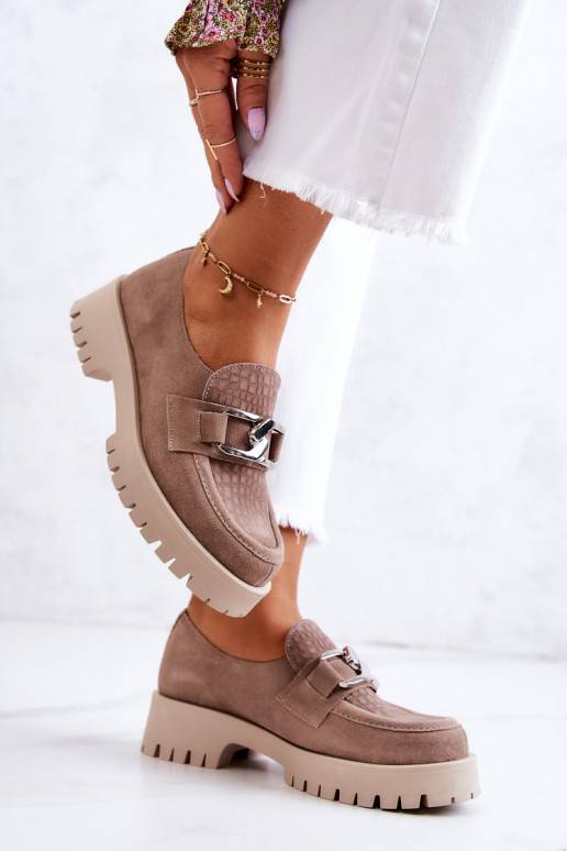 Fashionable Suede Loafers Dark beige Rayhan