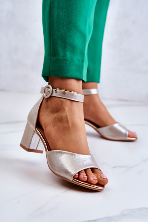 Leather high heel sandals Vinceza Golden