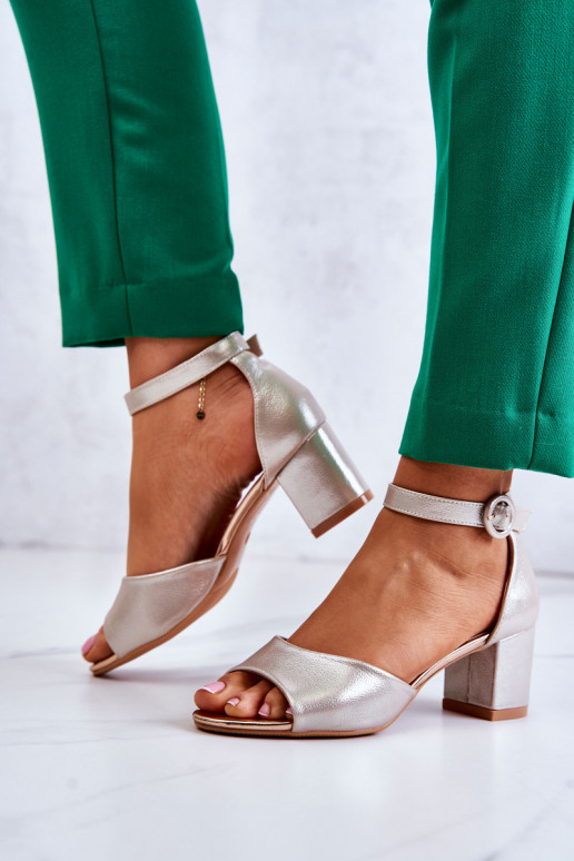 Leather high heel sandals Vinceza Golden