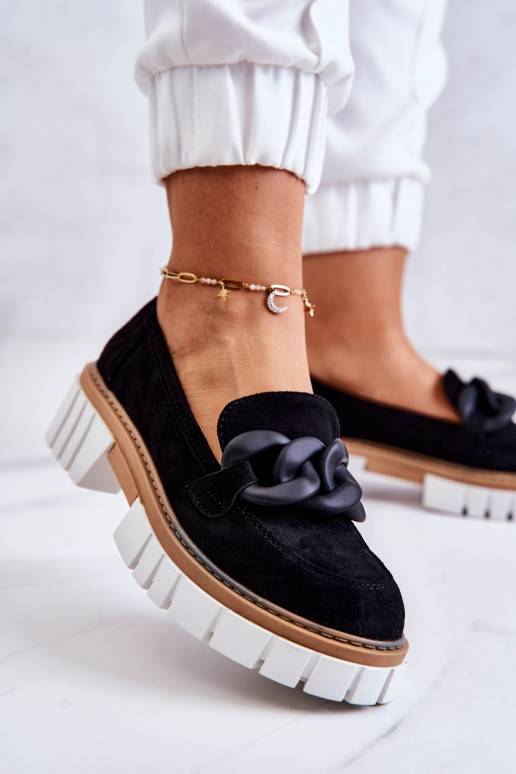 Suede Loafers With Decoration Black Talisa