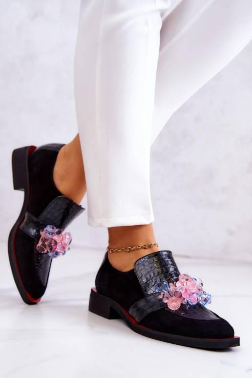 Suede Shoes With Decoration Black and... Suede Shoes With Decoration Black and...