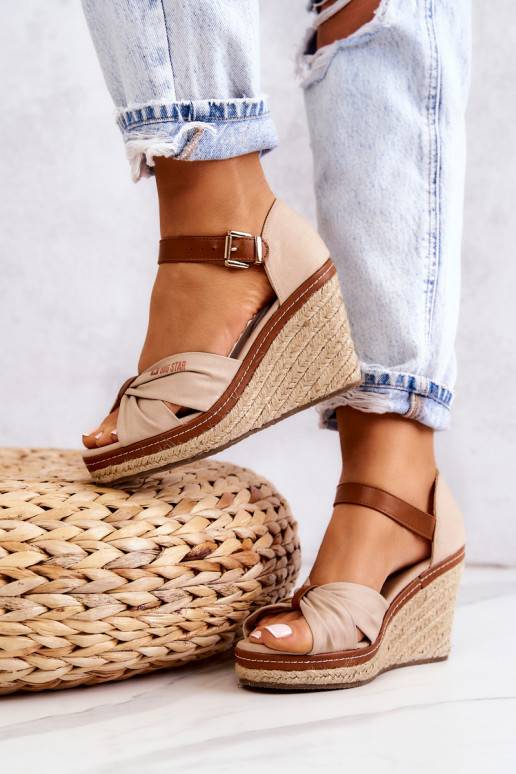 Women's Sandals On Wedge Big Star Beige