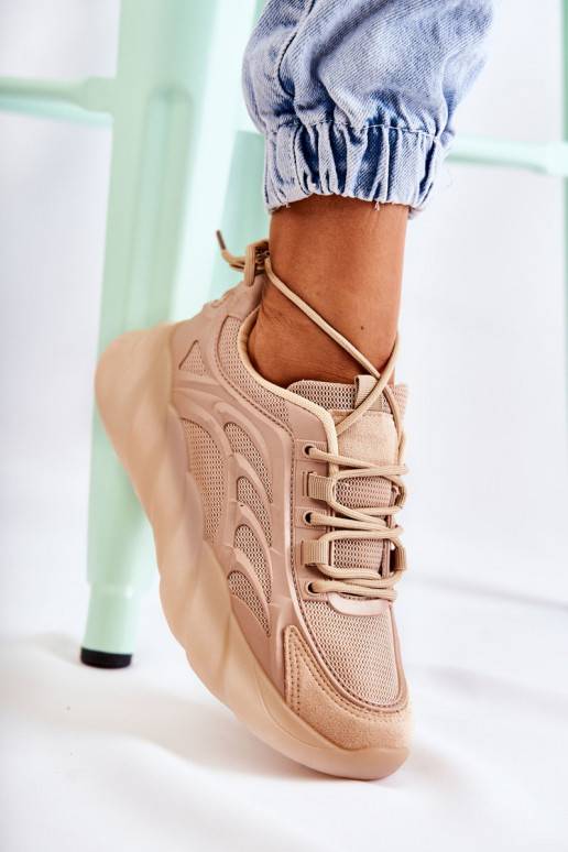 Fashionable Women's Sport Shoes Sneakers Beige Sollero