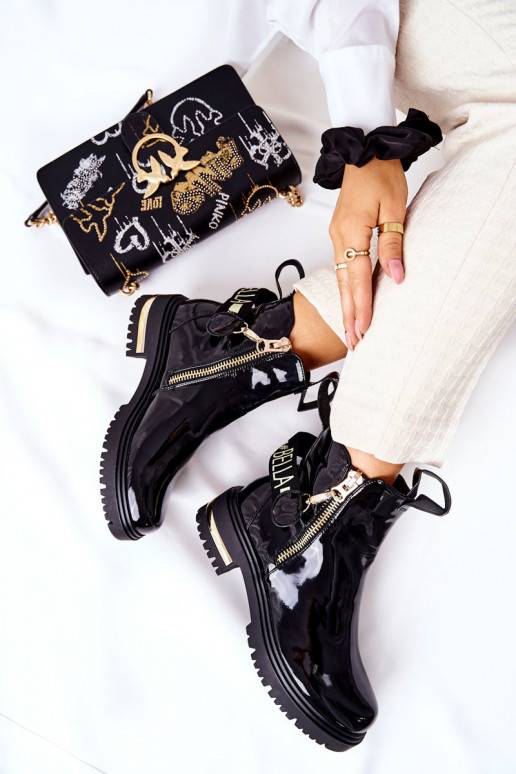 Classic lacquered Boots With Strap... Classic lacquered Boots With Strap...