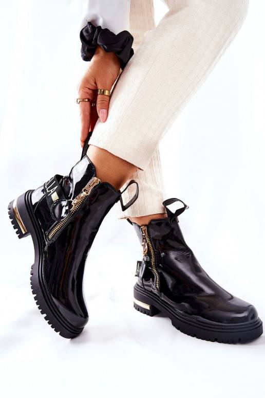 Classic lacquered Boots With Strap... Classic lacquered Boots With Strap...