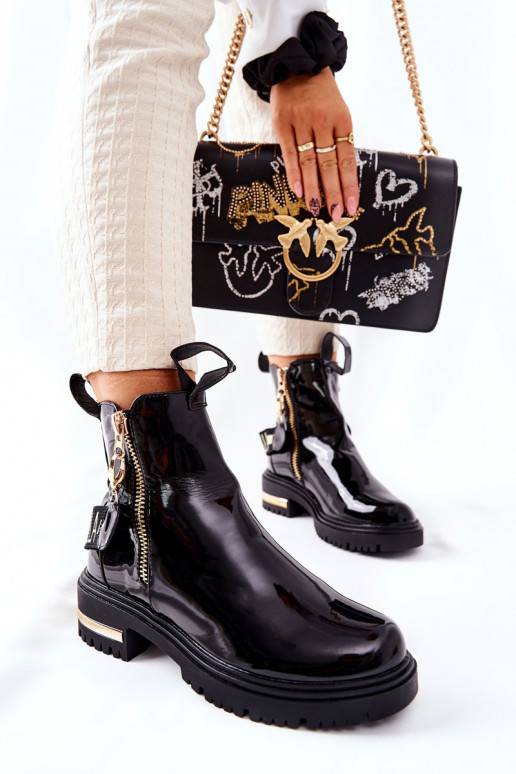 Classic lacquered Boots With Strap... Classic lacquered Boots With Strap...