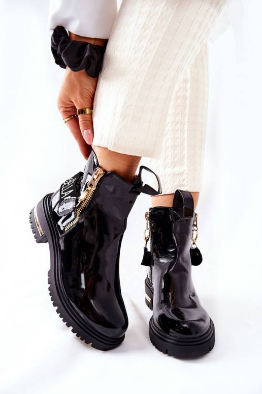 Classic lacquered Boots With Strap... Classic lacquered Boots With Strap...