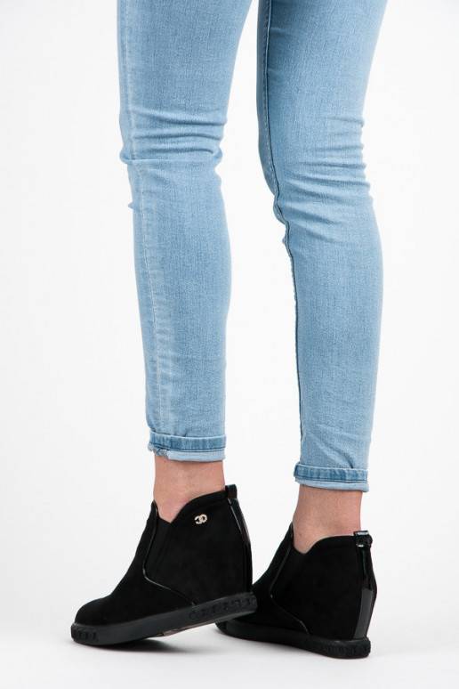 Suede Black Slip On Shoes With Hidden... Suede Black Slip On Shoes With Hidden...