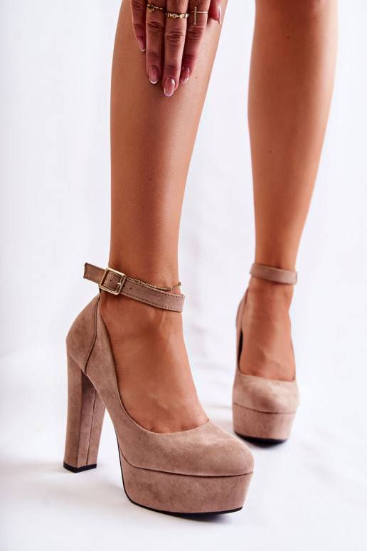 Suede Pumps On The Platform Beige... Suede Pumps On The Platform Beige...