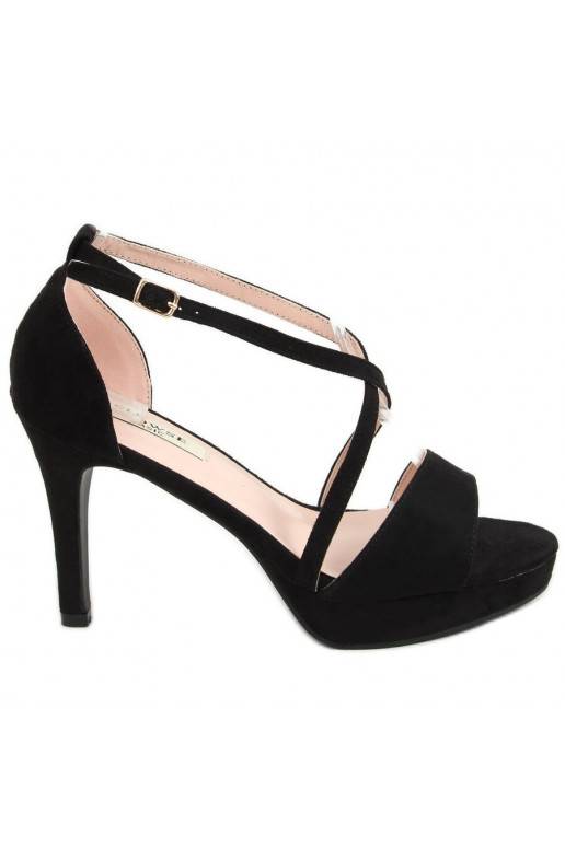 Suede High Heel Sandals Black Lizzy