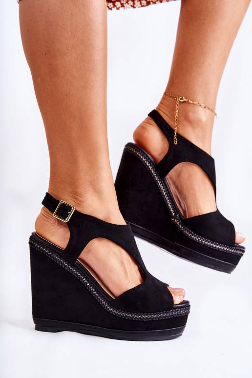 Classic Suede Wedge Sandals Black... Classic Suede Wedge Sandals Black...