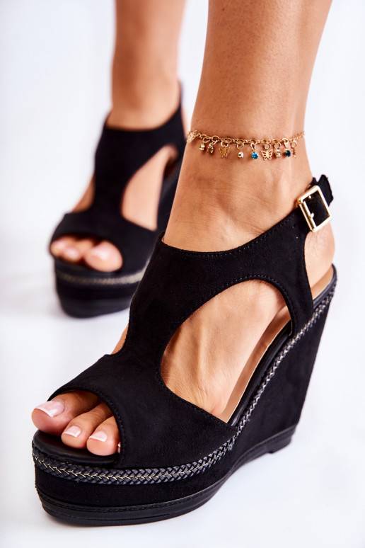 Classic Suede Wedge Sandals Black... Classic Suede Wedge Sandals Black...