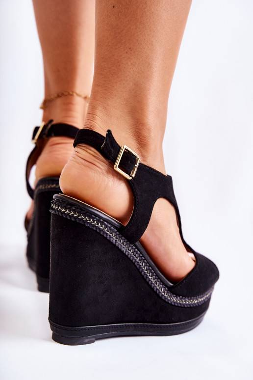 Classic Suede Wedge Sandals Black... Classic Suede Wedge Sandals Black...