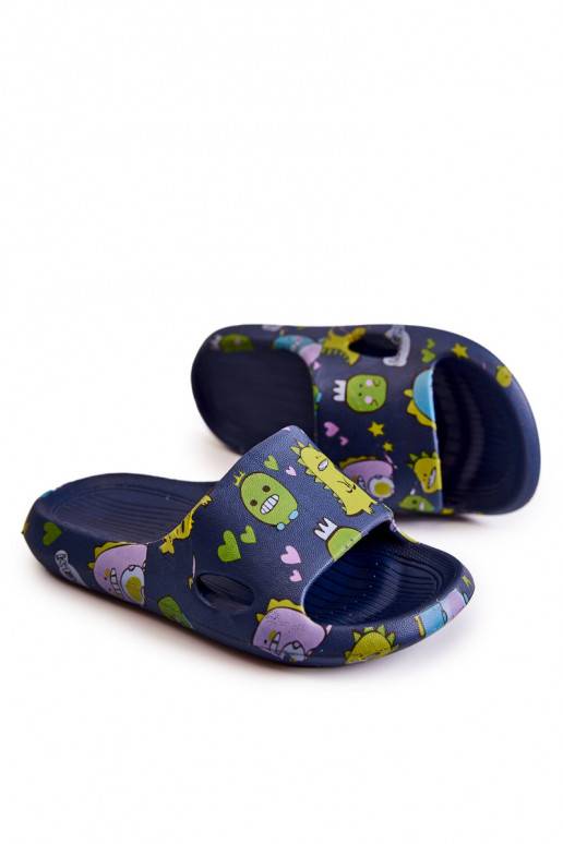 Light Children's Slippers Dinosaurs Navy Astro